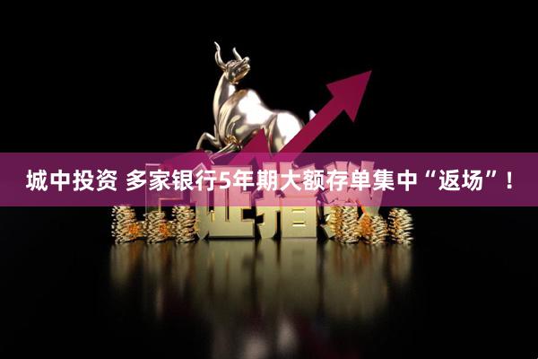 城中投资 多家银行5年期大额存单集中“返场”！